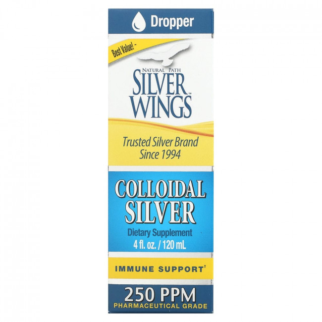 Natural Path Silver Wings, Коллоидное серебро, 250 част. / Млн, 120 мл (4 жидк. Унции)