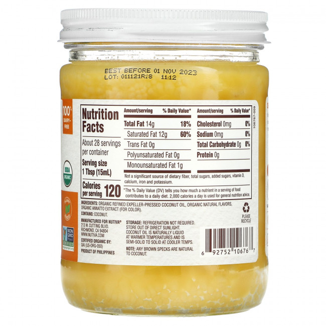 Nutiva, органическое кокосовое масло, с ароматом сливочного масла, 414 мл (14 жидк. унций) Nutiva, органическое кокосовое масло, с ароматом сливочного масла, 414 мл (14 жидк. унций)