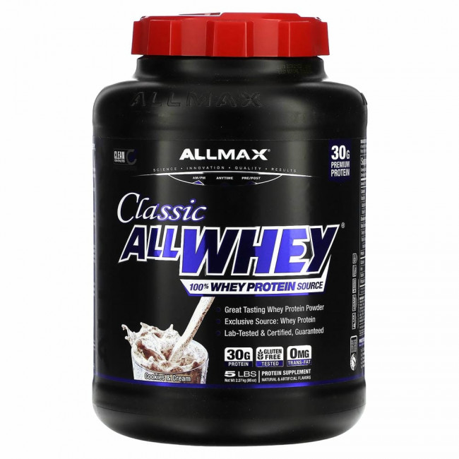 ALLMAX Nutrition, AllWhey Classic, 100% сывороточный белок, печенье и сливки, 5 фунтов (2,27 кг)