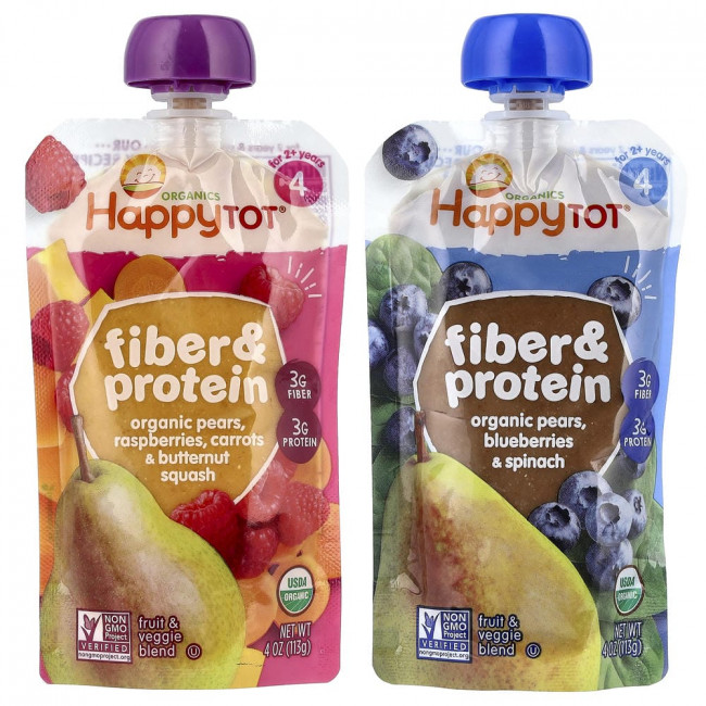 Happy Family Organics, Happy Tot®, клетчатка и белок, для детей от 2 лет, набор из 8 пакетиков по 113 г каждый. Happy Family Organics, Happy Tot®, клетчатка и белок, для детей от 2 лет, набор из 8 пакетиков по 113 г каждый.