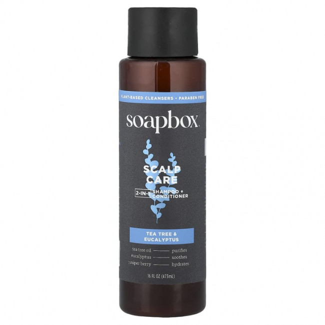 Soapbox, Scalp Care, 2 в 1, шампунь и кондиционер для волос, чайное дерево и эвкалипт, 473 мл (16 жидк. унций) Soapbox, Scalp Care, 2 в 1, шампунь и кондиционер для волос, чайное дерево и эвкалипт, 473 мл (16 жидк. унций)