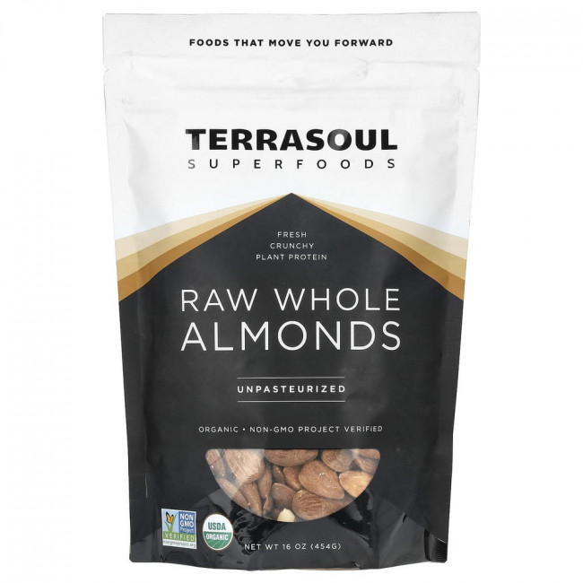 Terrasoul Superfoods, сырой цельный миндаль, непастеризованный, 454 г (16 унций) (товар снят с производства)