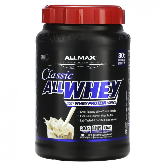 ALLMAX Nutrition, AllWhey Classic, 100% сывороточный протеин, французская ваниль, 2 фунта (907 г) ALLMAX Nutrition, AllWhey Classic, 100% сывороточный протеин, французская ваниль, 2 фунта (907 г)