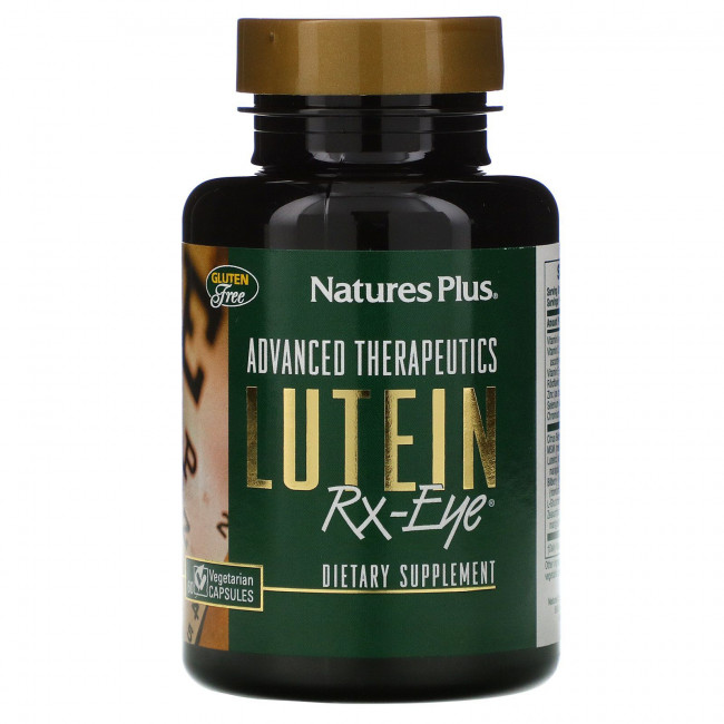 NaturesPlus, Advanced Therapeutics Lutein RX-Eye, лютеин для здоровья глаз, 60 вегетарианских капсул NaturesPlus, Advanced Therapeutics Lutein RX-Eye, лютеин для здоровья глаз, 60 вегетарианских капсул