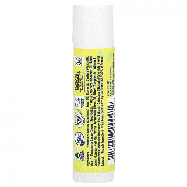 Eco Lips Inc., Bee Free, веганский бальзам для губ, лимон и лайм, 4,25 г (0,15 унции)