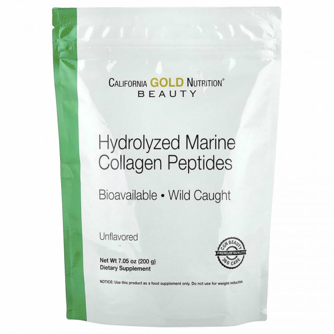 California Gold Nutrition, гидролизованные пептиды морского коллагена, без добавок, 200 г (7,05 унции) California Gold Nutrition, гидролизованные пептиды морского коллагена, без добавок, 200 г (7,05 унции)