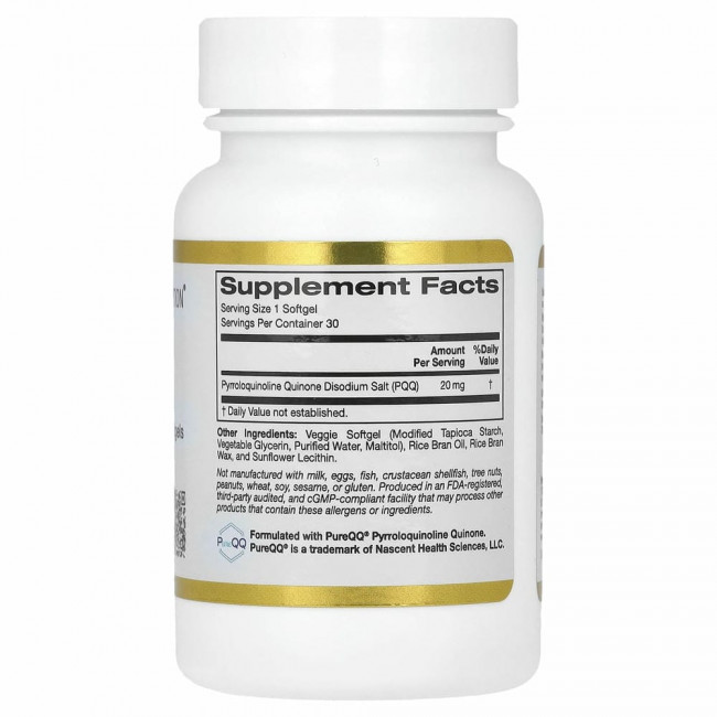 California Gold Nutrition, пирролохинолинхинон, 20 мг, 30 растительных капсул California Gold Nutrition, пирролохинолинхинон, 20 мг, 30 растительных капсул