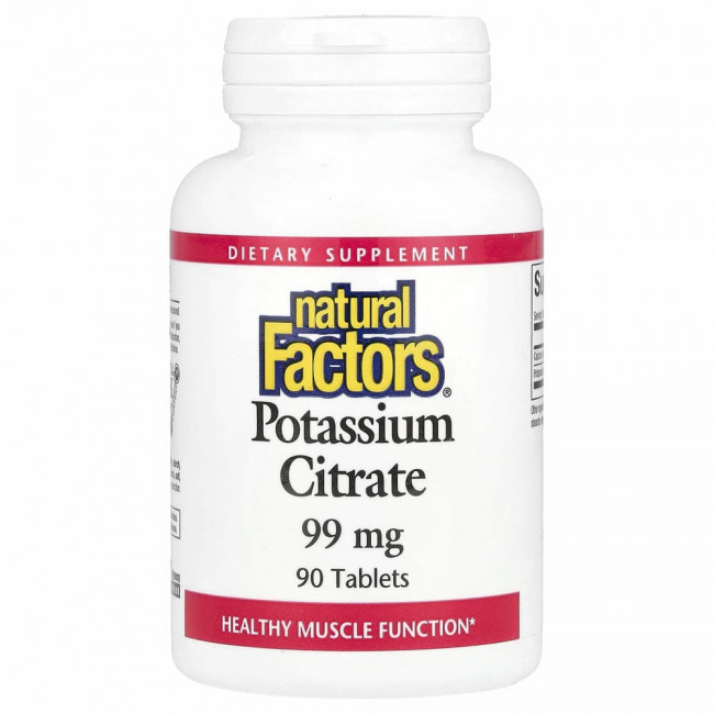 Natural Factors, цитрат калия, 99 мг, 90 таблеток