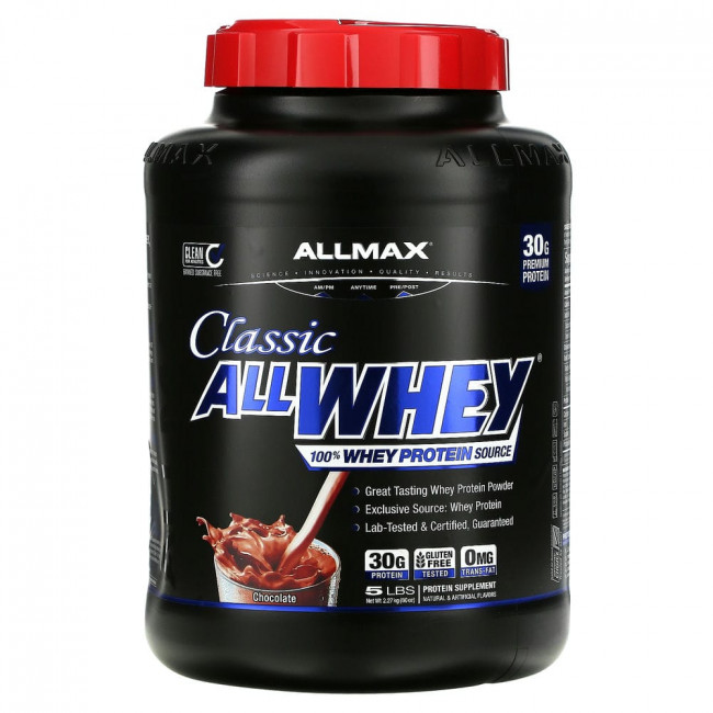 ALLMAX Nutrition, Classic AllWhey, 100% Whey Protein, 100% сывороточный протеин, шоколад, 2,27 кг (5 фунтов) ALLMAX Nutrition, Classic AllWhey, 100% Whey Protein, 100% сывороточный протеин, шоколад, 2,27 кг (5 фунтов)