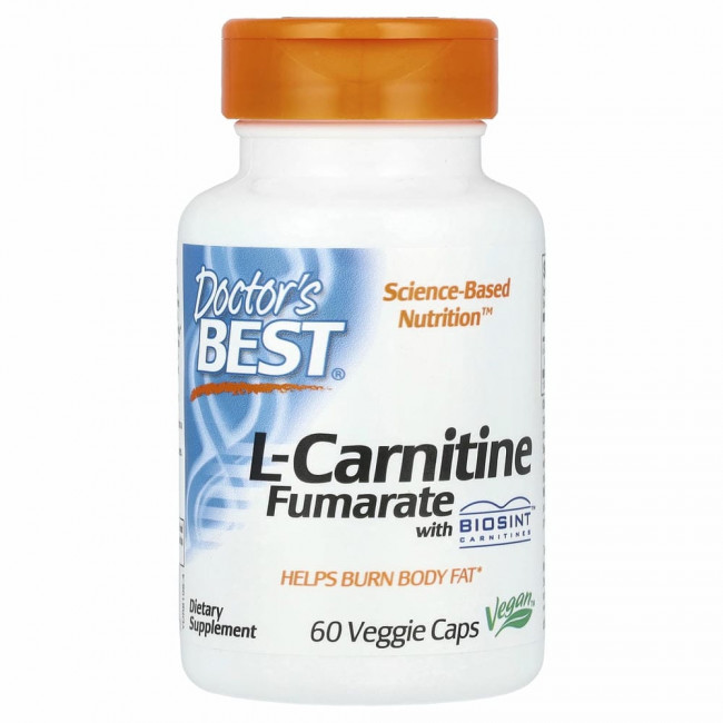 Doctor's Best, L-карнитин фумарат с карнитинами Biosint, 855 мг, 60 вегетарианских капсул