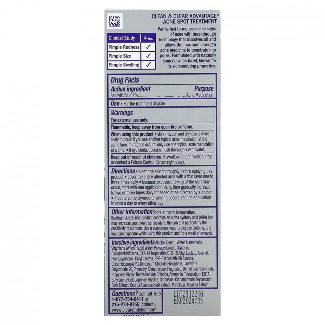 Clean & Clear, Advantage Acne Spot Treatment, 0.75 fl oz (22 ml) (Снят с производства)