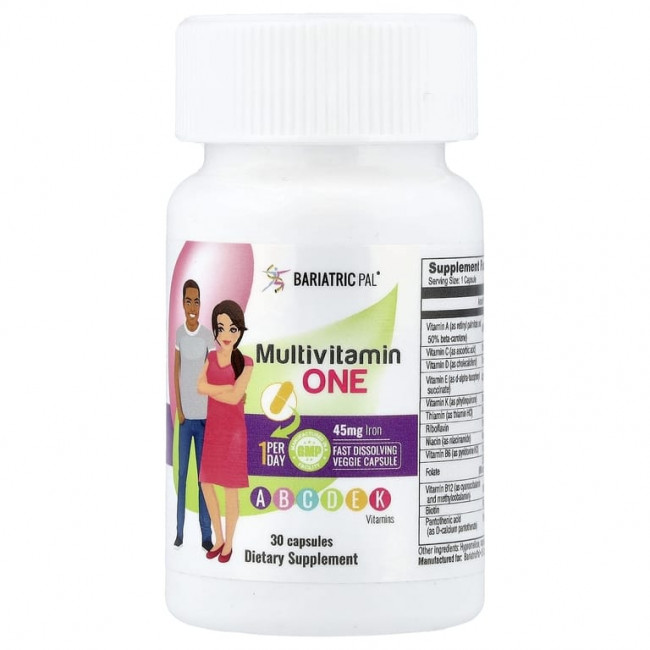 BariatricPal, мультивитамины с железом, 30 капсул