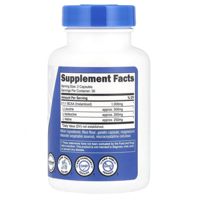 Nutricost, Performance, BCAA, 60 капсул (500 мг в 1 капсуле) Nutricost, Performance, BCAA, 60 капсул (500 мг в 1 капсуле)