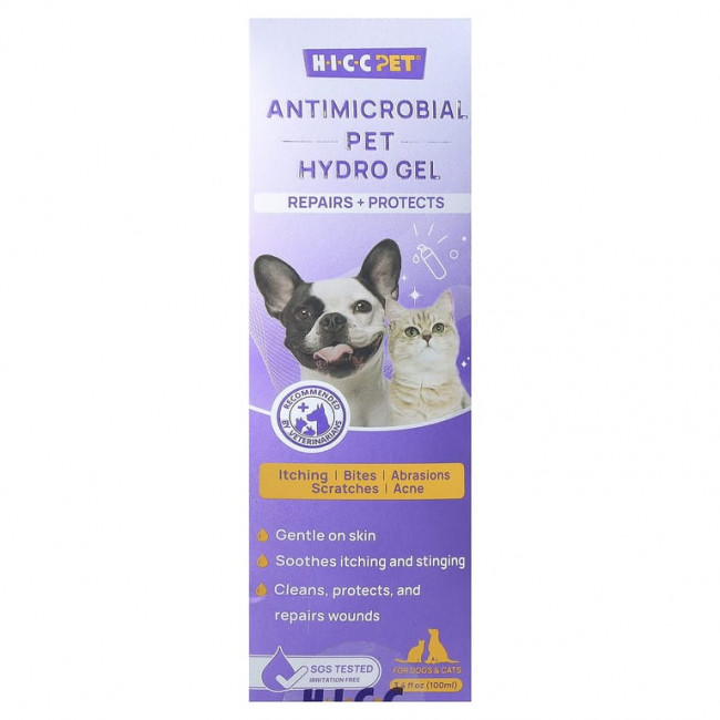HICC Pet, гидрогель для животных, противомикробный, для собак и кошек, 100 мл (3,4 жидк. унции) HICC Pet, гидрогель для животных, противомикробный, для собак и кошек, 100 мл (3,4 жидк. унции)