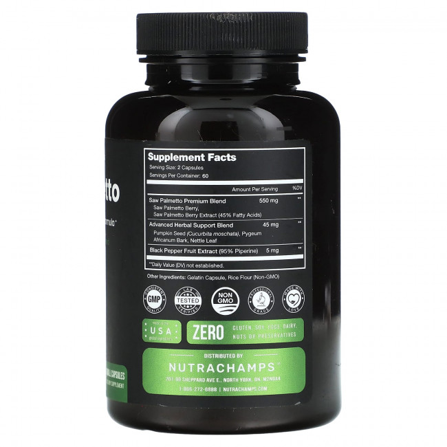 NutraChamps, Saw Palmetto, 120 маленьких капсул NutraChamps, Saw Palmetto, 120 маленьких капсул