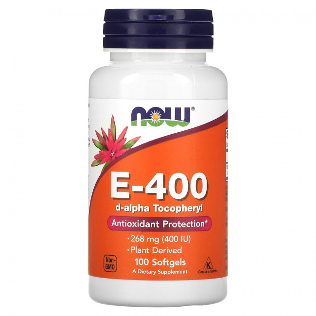 NOW Foods, E-400, 268 мг (400 МЕ), 100 мягких таблеток NOW Foods, E-400, 268 мг (400 МЕ), 100 мягких таблеток