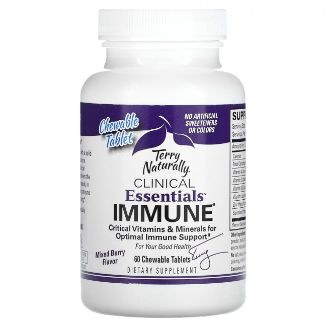 Terry Naturally, Clinical Essentials Immune, ягодное ассорти, 60 жевательных таблеток Terry Naturally, Clinical Essentials Immune, ягодное ассорти, 60 жевательных таблеток