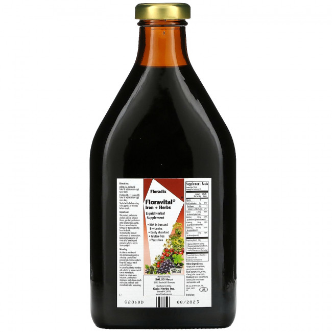 Gaia Herbs, Floradix, железо и травы Floravital, 23 жидк. унции (700 мл) Gaia Herbs, Floradix, железо и травы Floravital, 23 жидк. унции (700 мл)