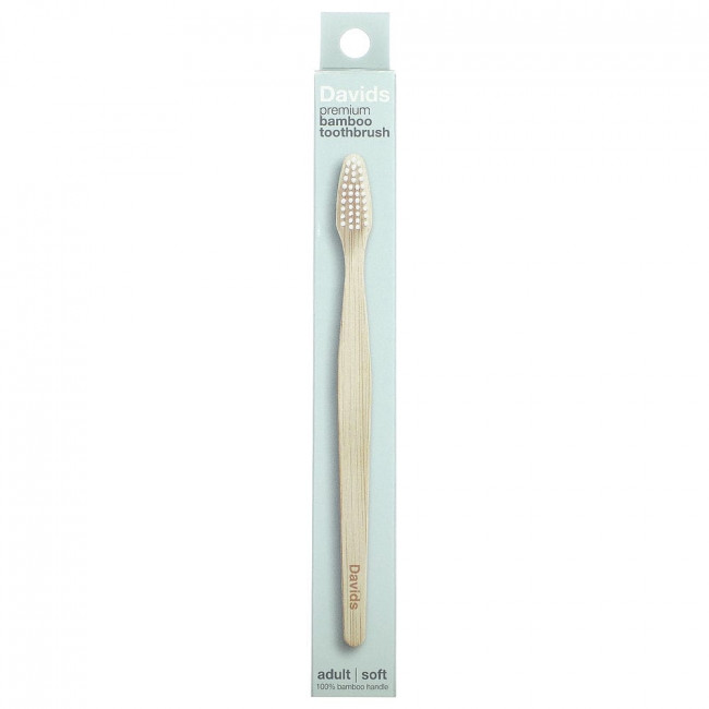 Davids Natural Toothpaste, Premium Bamboo Toothbrush, Soft, Adult, 1 Toothbrush