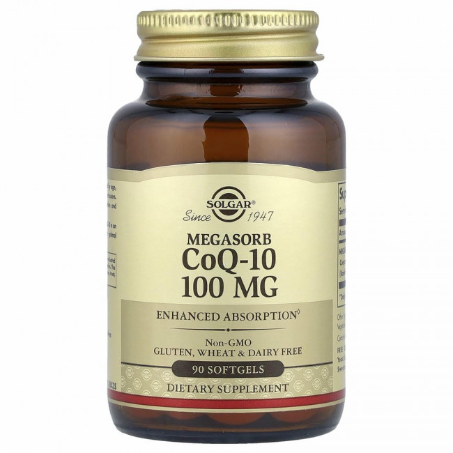 Solgar, Megasorb CoQ-10, мегасорб с коэнзимом Q-10, 100 мг, 90 капсул Solgar, Megasorb CoQ-10, мегасорб с коэнзимом Q-10, 100 мг, 90 капсул