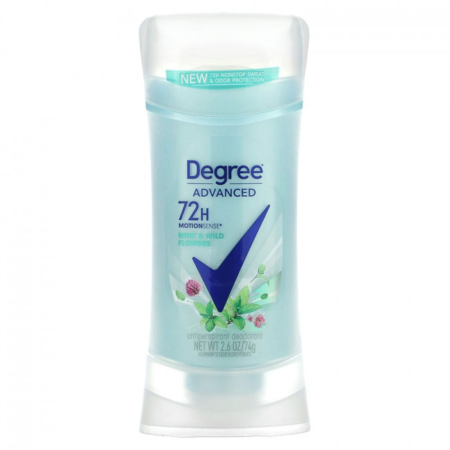 Degree, Advanced, 72H MotionSense, дезодорант-антиперспирант, мята и полевые цветы, 74 г (2,6 унции)