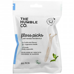 The Humble Co., Зубочистка 2-в-1, мята, 50 зубочисток