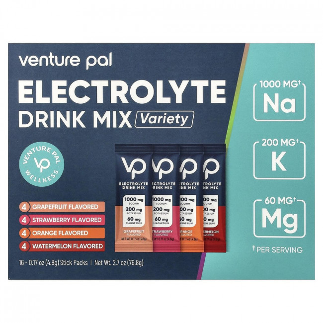 Venture Pal, электролитный напиток, ассорти, 16 пакетиков по 4,8 г каждый.