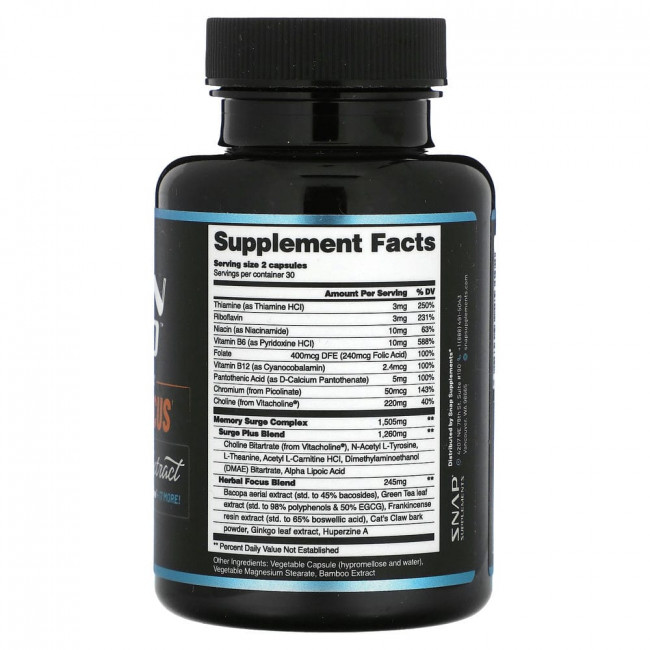 Snap Supplements, Brain Food, Bacopa Extract , 60 Capsules