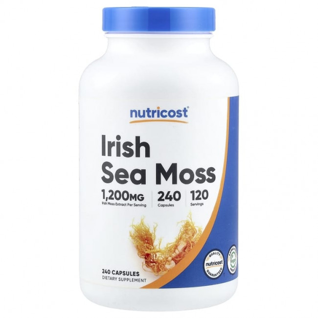 Nutricost, ирландский морской мох, 240 капсул (600 мг в 1 капсуле) Nutricost, ирландский морской мох, 240 капсул (600 мг в 1 капсуле)