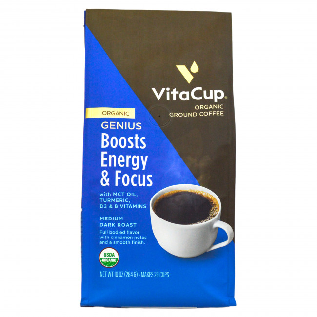 VitaCup, Genius, органический кофе, молотый, средне-темная обжарка, 284 г (10 унций) VitaCup, Genius, органический кофе, молотый, средне-темная обжарка, 284 г (10 унций)