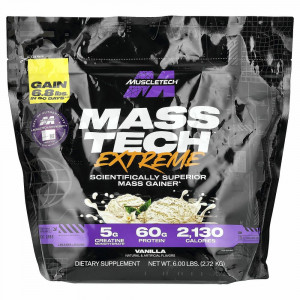 MuscleTech, Mass Tech Extreme 2000, Vanilla Milkshake, 6 lbs (2.72 kg)