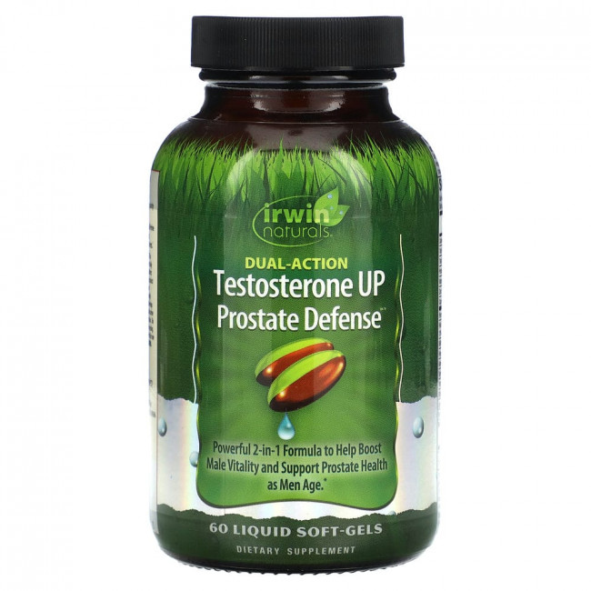 Irwin Naturals, Testosterone UP Prostate Defense, двойного действия, 60 мягких таблеток Irwin Naturals, Testosterone UP Prostate Defense, двойного действия, 60 мягких таблеток