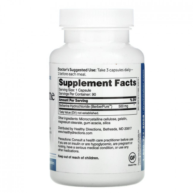 Whitaker Nutrition, берберин, подходит для клинического применения, 1500 мг, 90 капсул Whitaker Nutrition, берберин, подходит для клинического применения, 1500 мг, 90 капсул