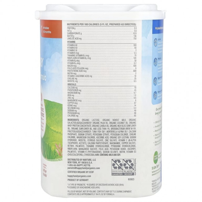 Happy Family Organics, Органическая смесь для младенцев, порошок на молочной основе с железом, 0–12 месяцев, 650 г (22,9 унции) Happy Family Organics, Органическая смесь для младенцев, порошок на молочной основе с железом, 0–12 месяцев, 650 г (22,9 унции)