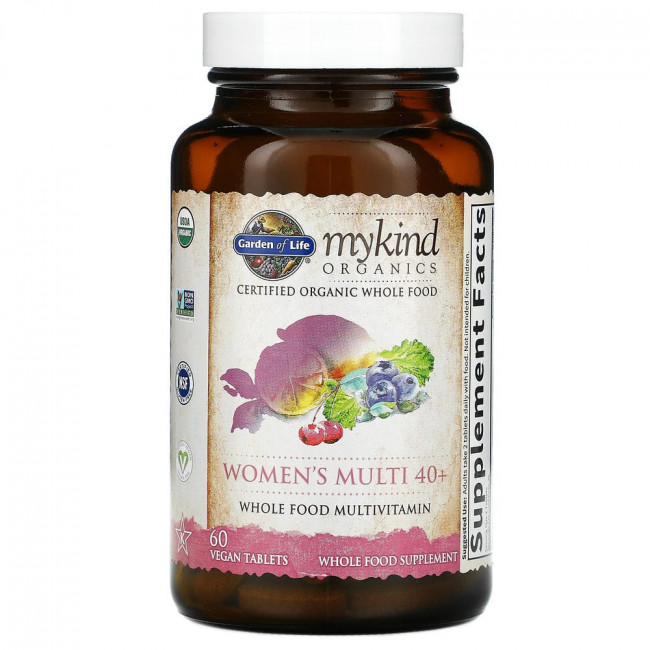 Garden of Life, MyKind Organics, мультивитамины для женщин старше 40 лет, 60 веганских таблеток Garden of Life, MyKind Organics, мультивитамины для женщин старше 40 лет, 60 веганских таблеток