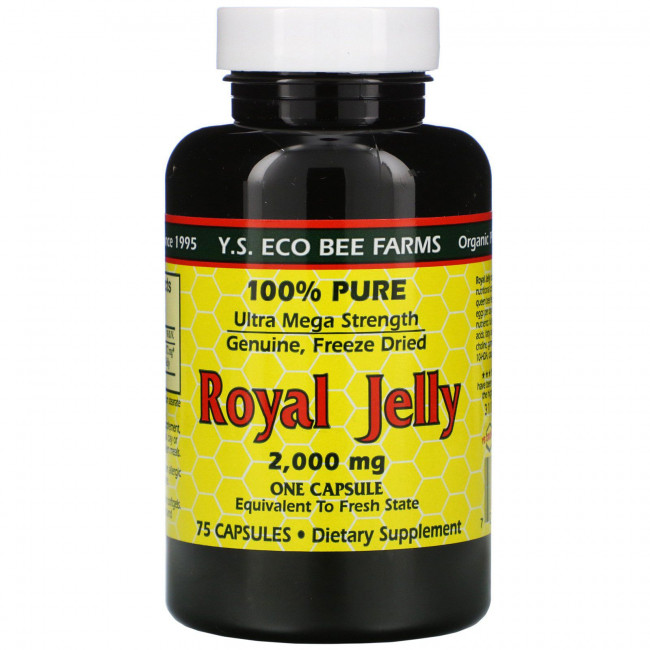 Y.S. Eco Bee Farms, Маточное молочко, 100% чистое, 2000 мг, 75 капсул Y.S. Eco Bee Farms, Маточное молочко, 100% чистое, 2000 мг, 75 капсул
