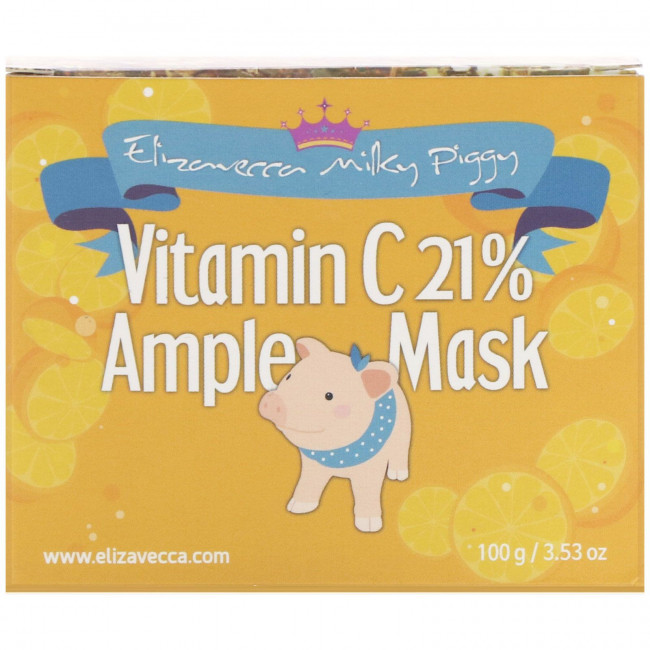 Elizavecca, Milky Piggy, маска для лица с 21% витамина С, 100 г (3,53 унции)