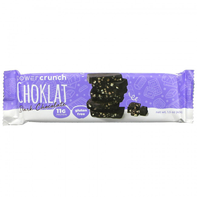 BNRG, Power Crunch Protein Crisp Bar, Choklat, Dark Chocolate, 12 Bars, 1.54 oz (43 g) Each BNRG, Power Crunch Protein Crisp Bar, Choklat, Dark Chocolate, 12 Bars, 1.54 oz (43 g) Each