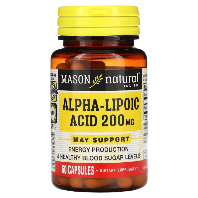 Mason Natural, Alpha-Lipoic Acid, 200 mg, 60 Capsules Mason Natural, Alpha-Lipoic Acid, 200 mg, 60 Capsules