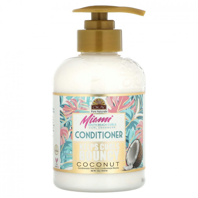 Okay Pure Naturals, Miami South Beach Curls, кондиционер для волос с кокосом, 354,8 мл (12 унций)