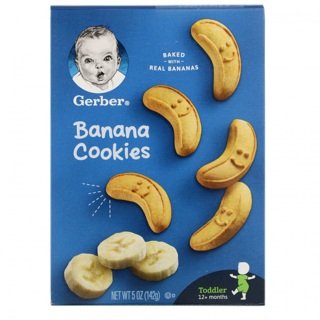 Gerber, банановое печенье, для детей старше 12 месяцев, 142 г (5 унций) Gerber, банановое печенье, для детей старше 12 месяцев, 142 г (5 унций)