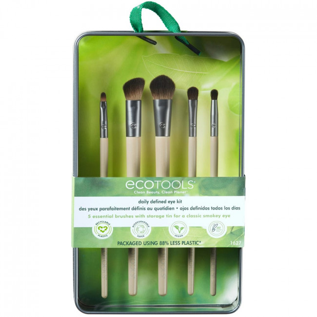 EcoTools, набор кисточек для ежедневной подводки глаз, набор из 5 предметов и лоток для хранения EcoTools, набор кисточек для ежедневной подводки глаз, набор из 5 предметов и лоток для хранения