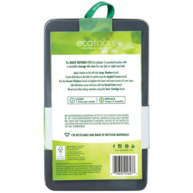 EcoTools, набор кисточек для ежедневной подводки глаз, набор из 5 предметов и лоток для хранения EcoTools, набор кисточек для ежедневной подводки глаз, набор из 5 предметов и лоток для хранения