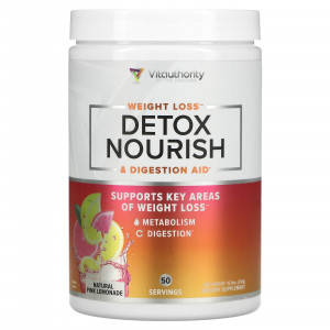 Vitauthority, Detox Nourish, средство для снижения веса и поддержки пищеварения, натуральный розовый лимонад, 310 г (10,9 унции)