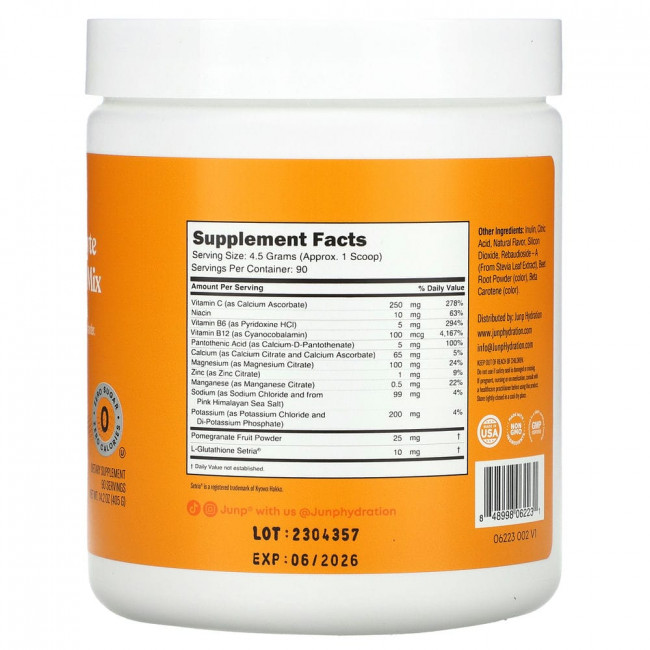 JUNP Hydration, Electrolyte Powder Mix, Orange, 14.2 oz (405 g)