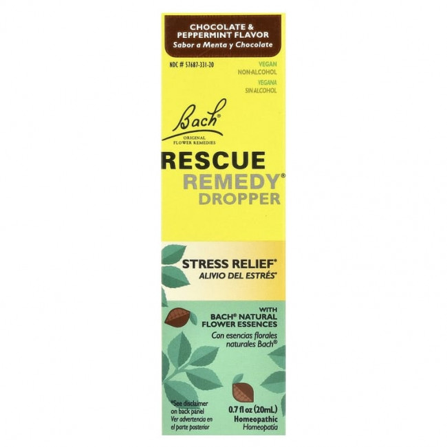 Bach, RESCUE Remedy®, капельница, для снятия стресса, шоколад и перечная мята, 20 мл (0,7 жидк. Унции) Bach, RESCUE Remedy®, капельница, для снятия стресса, шоколад и перечная мята, 20 мл (0,7 жидк. Унции)