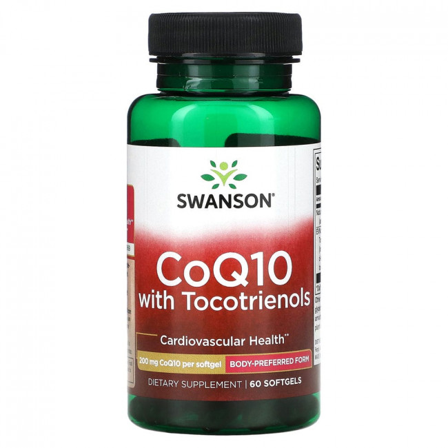 Swanson, Коэнзим Q10 с токотриенолами, 200 мг, 60 мягких таблеток Swanson, Коэнзим Q10 с токотриенолами, 200 мг, 60 мягких таблеток