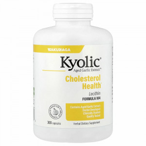 Kyolic, Aged Garlic Extract, экстракт чеснока с лецитином, формула для снижения уровня холестерина 104, 300 капсул