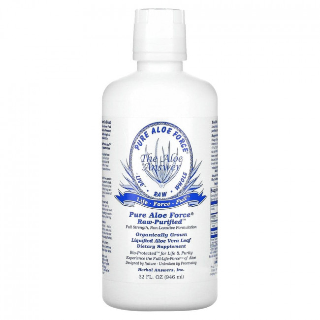 Herbal Answers, Pure Aloe Force, жидкие листья алоэ вера, 946 мл (32 жидк. Унции)