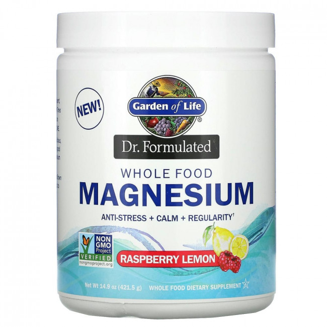 Garden of Life, Dr. Formulated, порошок из цельнопищевого магния, с малиновым и лимонным вкусом, 421,5 г (14,9 унции) Garden of Life, Dr. Formulated, порошок из цельнопищевого магния, с малиновым и лимонным вкусом, 421,5 г (14,9 унции)